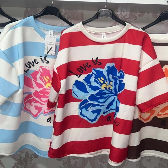 Nueva camiseta flor Rayas