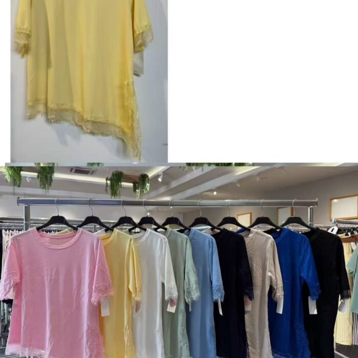 Nueva camiseta Encajes Manga