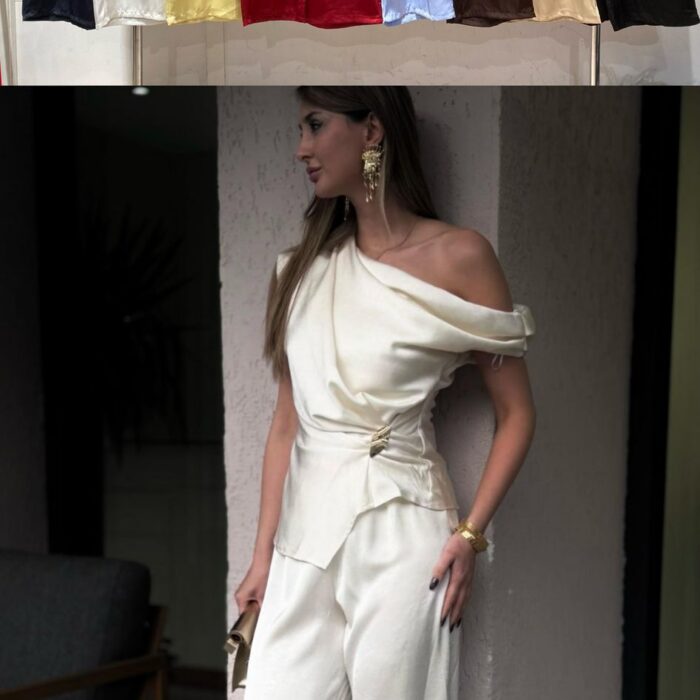 Nuevo conjunto Detalle dorado Saten